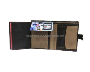 Portefeuille pour homme en cuir véritable noir, portable, à double pli, avec blocage RFID, fermeture multifonctionnelle, type ouvert - Product Image 4