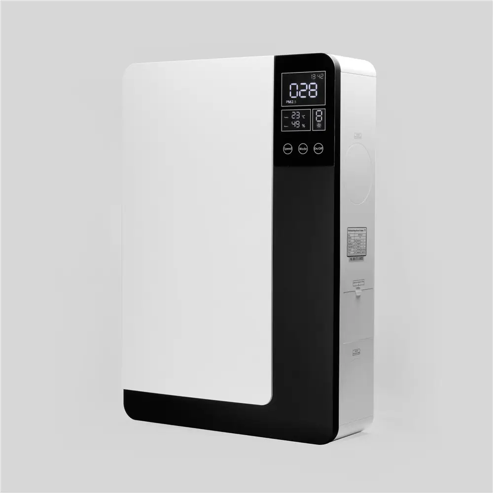 Wall mounted air purifier home ventilation energy recovery system