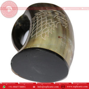 Chope à bière Viking en corne naturelle authentique, tasse à boire artisanale, chope médiévale pour cadeau de mariage, cadeau d'entreprise, fête, barware - Product Image 4