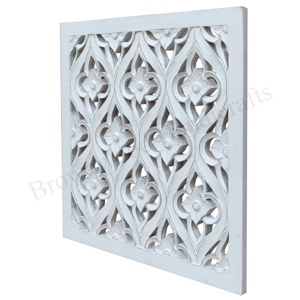 แผงไฟติดผนังตกแต่ง MDF แกะสลักด้วยมือหรูหราสีขาวโบราณสำหรับห้องนั่งเล่นและสำนักงานขายส่งจำนวนมาก - Product Image 2