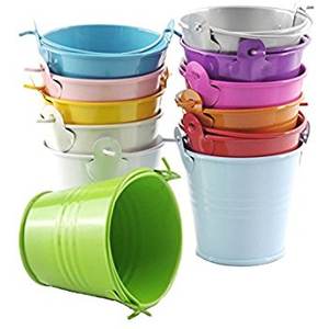 SEAU DE FER DÉCORATIF DE NOËL avec POIGNÉE SEAU DE FLEURS EN ÉTAIN ENDUIT DE POUDRE pour LA MAISON ET LE JARDIN - Product Image 1