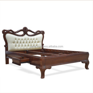 Antique <b>Bed</b> Elly Solid Mahogany Wood <b>Queen</b> <b>Size</b> Home Furniture for Bedroom Use - Product Image 3