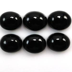 Cabochons ovales lisses en spinelle noir naturel de 8 mm et 10 mm, calibrés, en vrac, provenant du fabricant, prix de gros, boutique en ligne, offre spéciale - Product Image 1