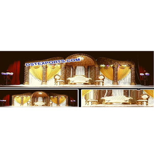 Oro hermoso escenario para Indian ceremonia de boda oro pilares montaje nuevo asiática de recepción etapas - Product Image 1
