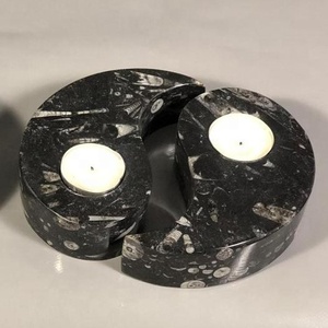 Bougies chauffe-plat Yin Yang noires fantaisie de haute qualité Fossil, faites à la main, 20x5cm, pour la décoration de la salle de bain et de la maison - Product Image 1