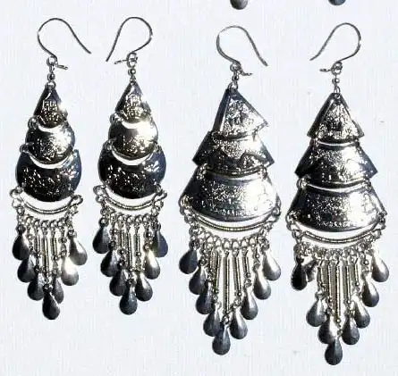Earrings Ethnic Jewellery Tribal Style Alpaca Metal Handmade Peruvian South America Jewelry
