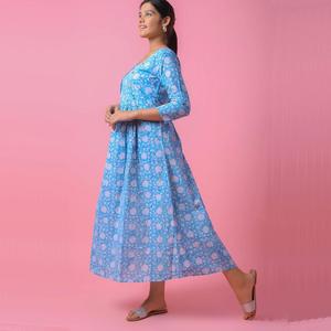 ผู้หญิงใหม่ฤดูร้อน Partywear ชุดราตรียาวสีน้ำเงิน Maxi ชุดเสื้อ - Product Image 2