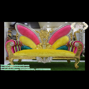 Canapé motif papillon coloré pour Couple, 1 pièce, ensemble canapé en bois sculpté, Style amour, pour mariage - Product Image 1