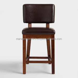 Juego de taburetes de cuero unido Sophia Espresso, muebles de madera maciza de diseño antiguo para uso en la sala de estar del hogar - Product Image 2