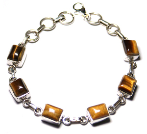 Bracelet en argent Bracelet Oeil De Tigre Pierres Précieuses Bracelet Bijoux - Product Image 1