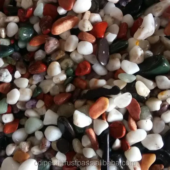 Multi color pebble stone and cobbles natural multi color machine polished stone aggregate pebbles round smooth decoration