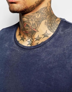 Qualité supérieure Hommes Skinny Fit Quarter Sleeve Dip Dye Print Pattern T-Shirt Ras Du Cou Respirant Vêtements Extreme Muscle - Product Image 2