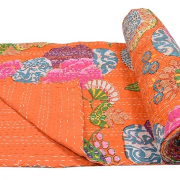 Almofada de cobertor, cobertor antigo estilo indiano, qudri, bangali, kantha, trabalho, colcha, rally, de algodão, frutas, vintage