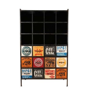 Grande commode poitrine tiroirs Jodhpur fer meubles en bois salon blanchisserie entrepôt ferme salle de sport appartement armoires imprimées - Product Image 1