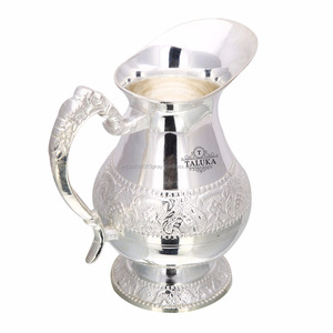 Teko Kaca Kuningan Penyimpanan Air Berlapis Perak 50 Oz Desainer Kualitas Tinggi - Product Image 2