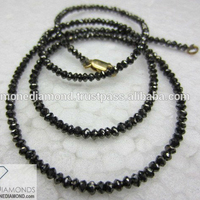 Collier en perles de diamant noir, livraison gratuite, brins de perles à facettes noires, taille de 2 mm