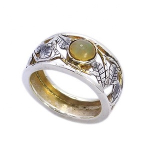 Nueva moda sólida pura 925 plata esterlina ópalo blanco piedra preciosa eternidad Vermeil anillo sólido artesanía anillos de plata - Product Image 1
