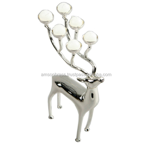Candelabro de Metal con Forma de Reno, con Seis Portavelas Esféricos en las Cuernos - Product Image 1