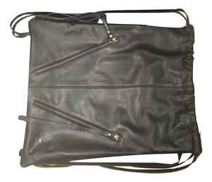 Mochila con cordón de cuero genuino Vintagelike con función RFID y patrón de caramelo - Product Image 3