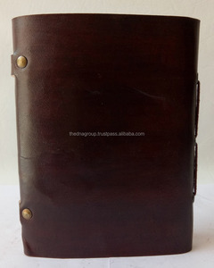 Cahier de bureau fait à la main de taille B5 à couverture rigide Journal en cuir souple véritable avec fermeture à double boucle pour les promotions de cadeaux de bureau - Product Image 3