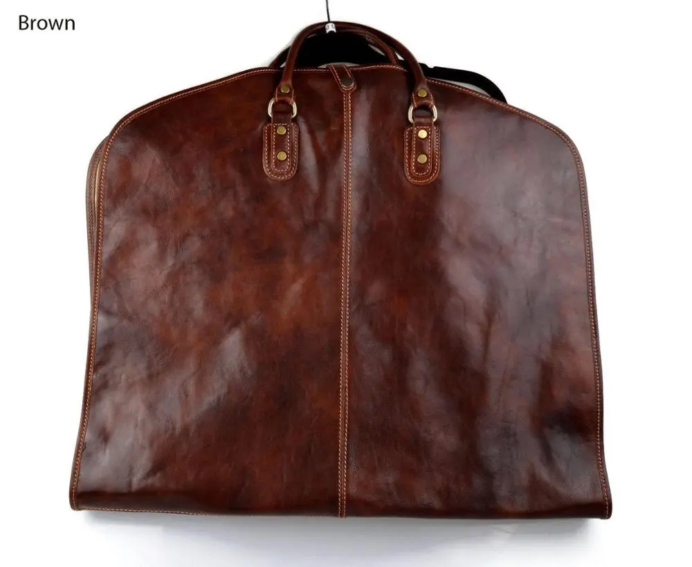 Leather Garment Bag Travel Garment Bag Carry-on Garment Bag With Handles Suit Carrying Hanging IHS-0038