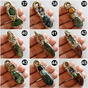 Pendentif en argile polymère naturelle, 1 pièce, pierre précieuse, collier sous forme de labradorite - Product Image 6