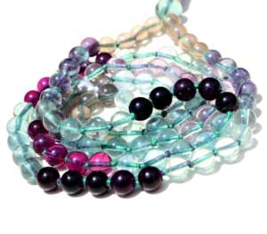 Collar Mala de 108 Cuentas de Fluorita Arcoíris Anudadas, Joyería Espiritual de Yoga, Piedra de Cristal Curativa, Estilo Bohemio, 8mm, Unisex, Rudra - Product Image 3