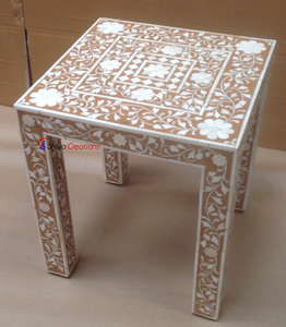 Venta al por mayor de lujo moderno hueso incrustaciones muebles taburete hecho a mano MDF mesa de té para sala de estar o Hotel uso interior - Product Image 4