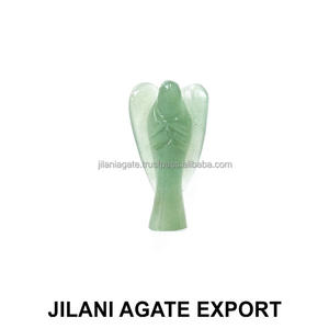 Venta al por mayor 2 pulgadas Jilani Ángel tallado Feng Shui estilo verde Aventurina piedra semipreciosa piedras preciosas arte coleccionable bolsillo Ángel - Product Image 1