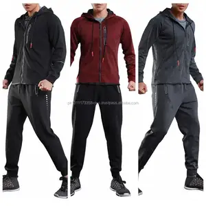 Baju Olahraga Jogging untuk Pria, Set Pakaian Atletik Bertudung, Pakaian Olahraga Jogging untuk Pria
