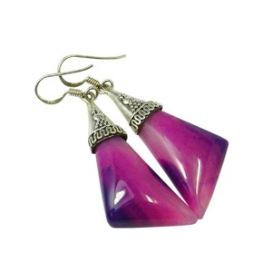 Hot Sale 925 Sterling <b>Silver</b> <b>Drop</b> <b>Earrings</b> With Agate Gemstone Vintage Style Indian Wholesale Jewelry Gift For Her Fine Jewelry - Product Image 1
