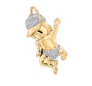 Collares de oro natural colgante blanco de dibujos animados oro sólido oro amarillo 14K chico malo diamante colgante estilo Hip Hop colgante hiphop - Product Image 4