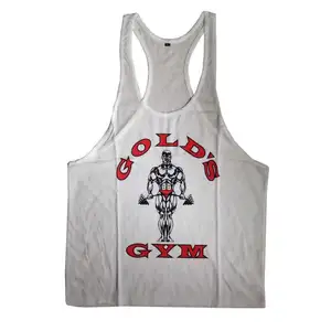 Altın spor salonu atlet Stringer yelek özel vücut geliştirme tank top