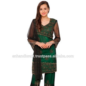 Vestido Sharara Indio, Vestidos de Chifón Indios, Vestido Casual de Chifón, Hecho a Mano, Mágico - Product Image 1