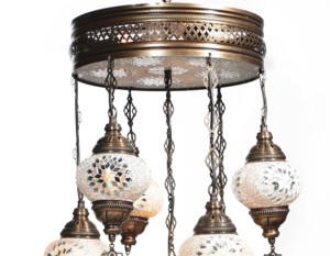 Plafond traditionnel Turc Mosaïque Verre Lustre avec 7 Pièces N° 2 Tons - Product Image 3