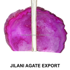 Sujetalibros de ágata Rosa natural, soporte para libros de cristal para decoración de mesa de oficina - Product Image 1