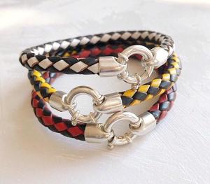 Two Tone Braided Leather Bracelet For <b>Men</b> - Product Image 1