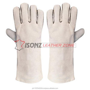 Gants de soudage à index renforcé à double paume Gants de travail de sécurité en cuir véritable Anti-coupure Anti-impact Fonctions - Product Image 4