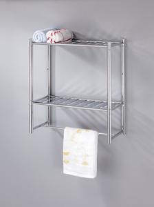 Industrial Design 2-Tier <b>Wall</b> <b>Mounted</b> Metal <b>Shelf</b> with Single Rail for Hotels and Apartments - Product Image 3