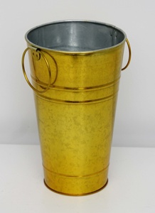 Seau à fleurs français en métal galvanisé doré - Product Image 4