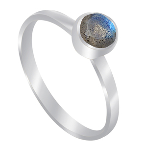 Piedra preciosa de labradorita a la moda, joyería única de Plata de Ley 925, anillo clásico de moda Chapado en plata para compromiso de boda. - Product Image 4