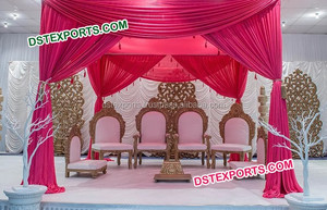 Mandap en bois pour mariage indien glamour, dernier design de mandap pour mariage asiatique, design attrayant de mandap en bois pour mariage en intérieur aux États-Unis - Product Image 4
