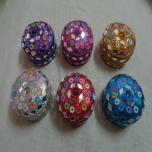 Lac With Mirror Work Round Jewelry <b>Boxes</b> Trinket <b>Pill</b> <b>Boxes</b> for Wholesale From India - Product Image 2