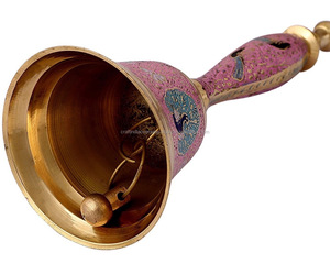 Campana de latón Tema de pavo real Mejor venta Campana de timbre Esmalte de color de alta calidad Pintado a mano Mejor vendedor Campana de embalaje personalizada - Product Image 3