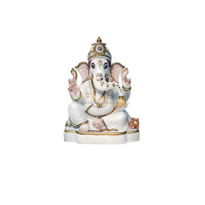 Estatua de God Ganesha Ji hecha a mano, estatua de mármol sentado - Product Image 1