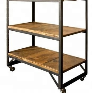 Estantería y armario rústico industrial moderno, muebles de madera de metal negro para uso doméstico en la sala de estar - Product Image 1