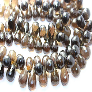 Forme de goutte de perles de pierre à facettes en quartz fumé naturel - Product Image 2