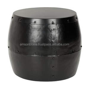 Tabouret de salon en métal en fer galvanisé en forme de baril, mobilier de maison, Table basse galvanisée - Product Image 3