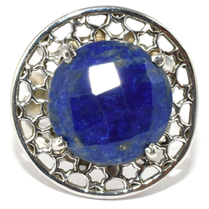 Winsome-Anillo de lapislázuli de forma redonda, joyería de plata de ley 925, joyería de plata al por mayor, exportación de joyería de plata - Product Image 2