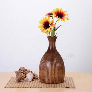 แจกันไม้แกะสลักด้วยมือสำหรับตกแต่งดอกไม้ในหลายโอกาสขายส่งแจกันไม้สำหรับวางบนโต๊ะในห้อง - Product Image 3